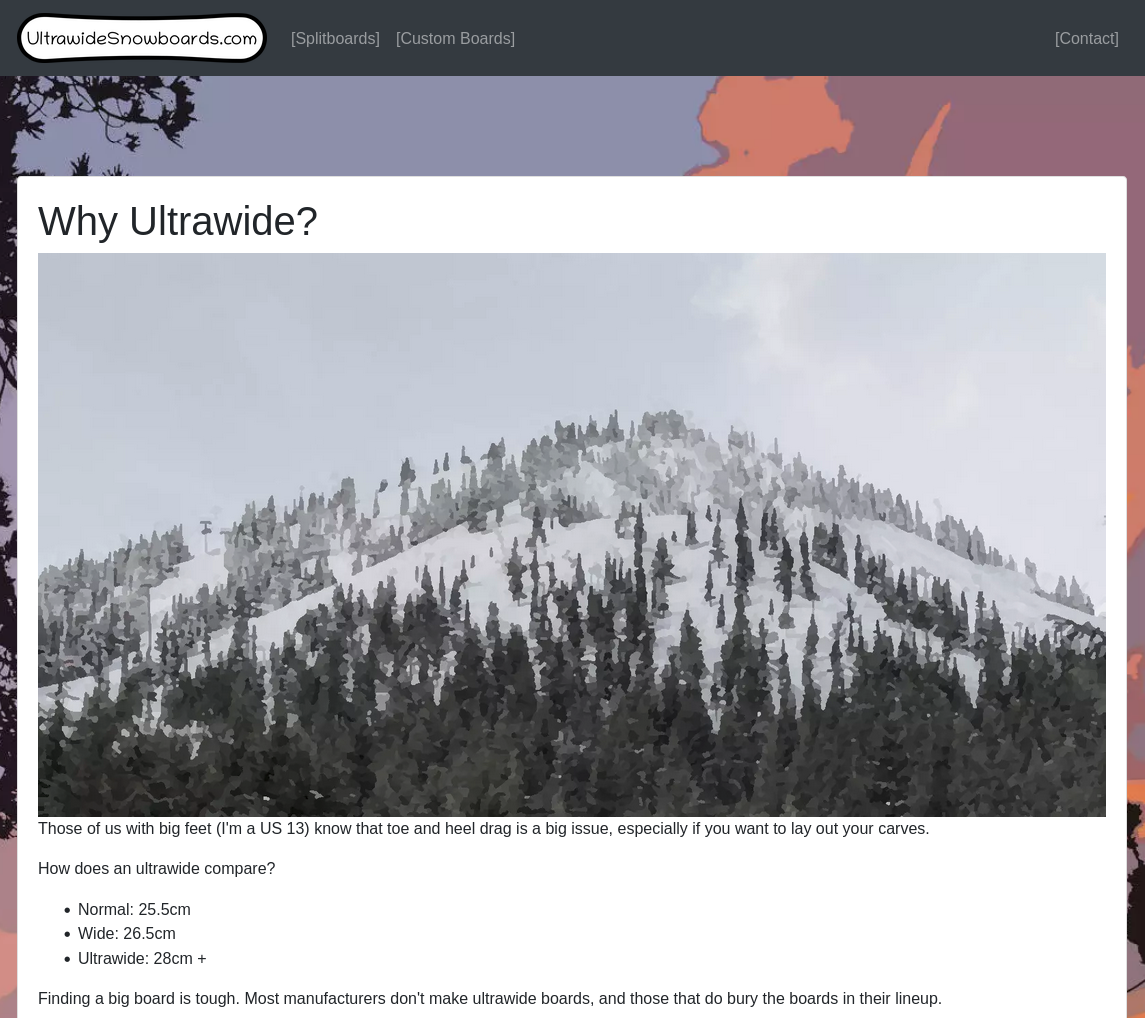 Screenshot of ultrawidesnowboards.com